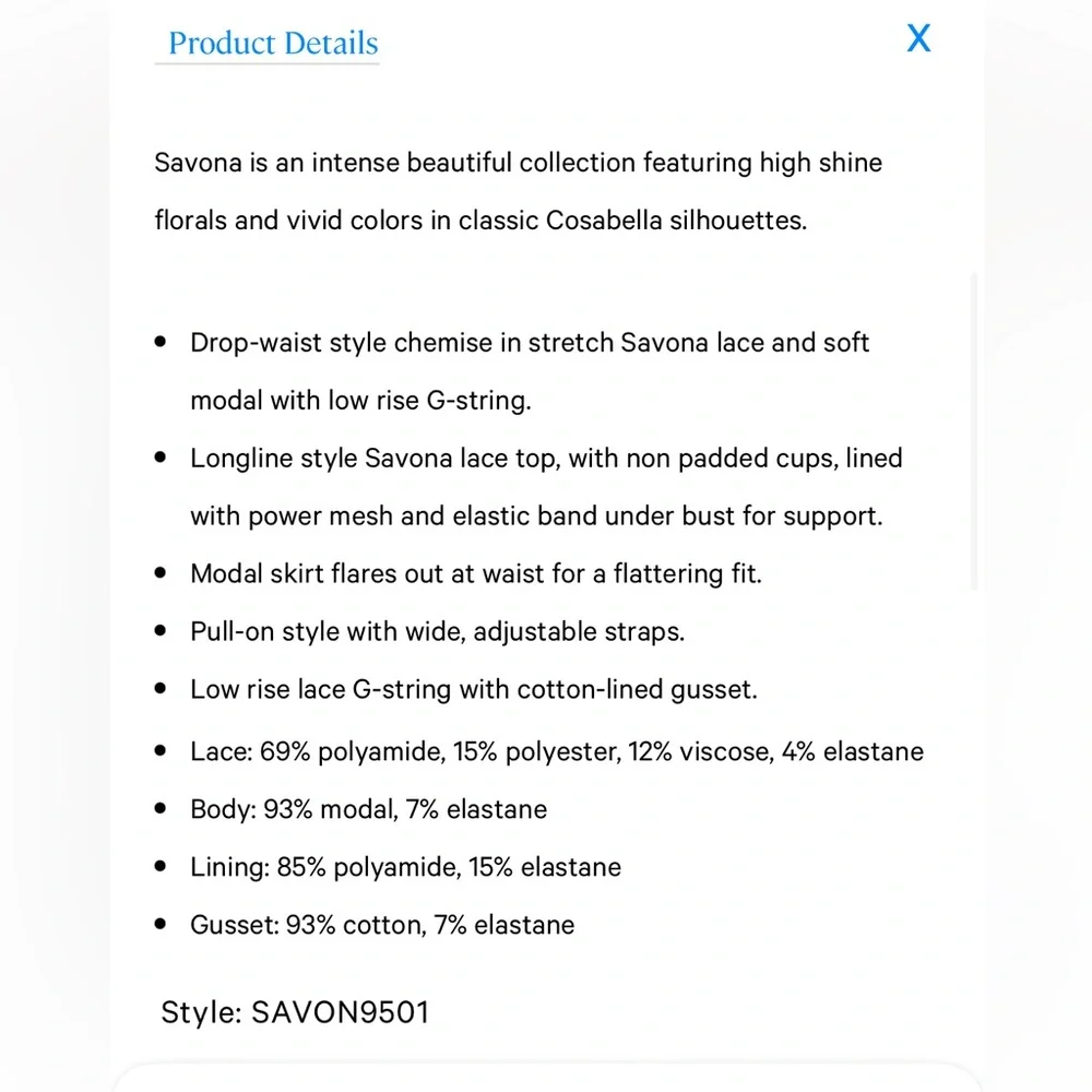 COSABELLA Savona Chemise & G-String Set
Size Medium - Picture 6 of 11